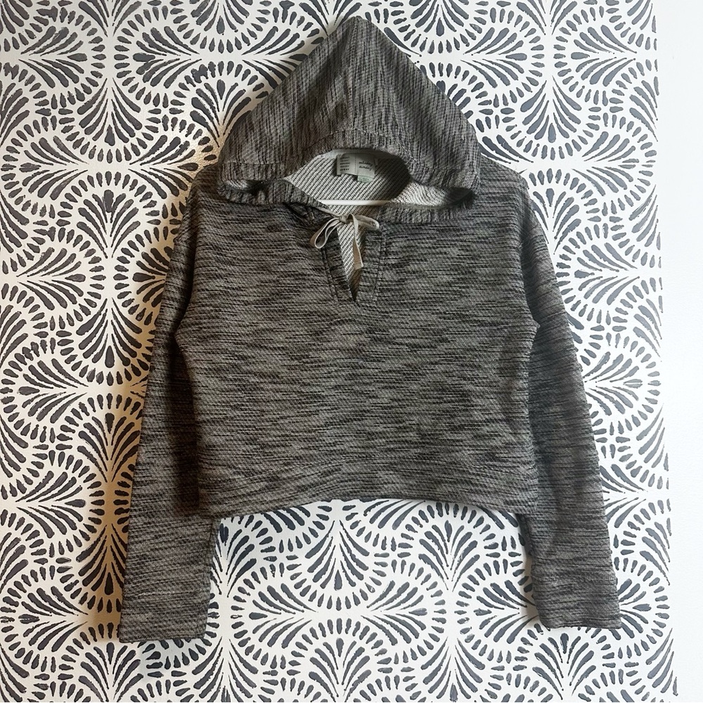 Anthropologie Saturday Sunday Grey Marled Metallic Rehearsal Cropped Hoodie